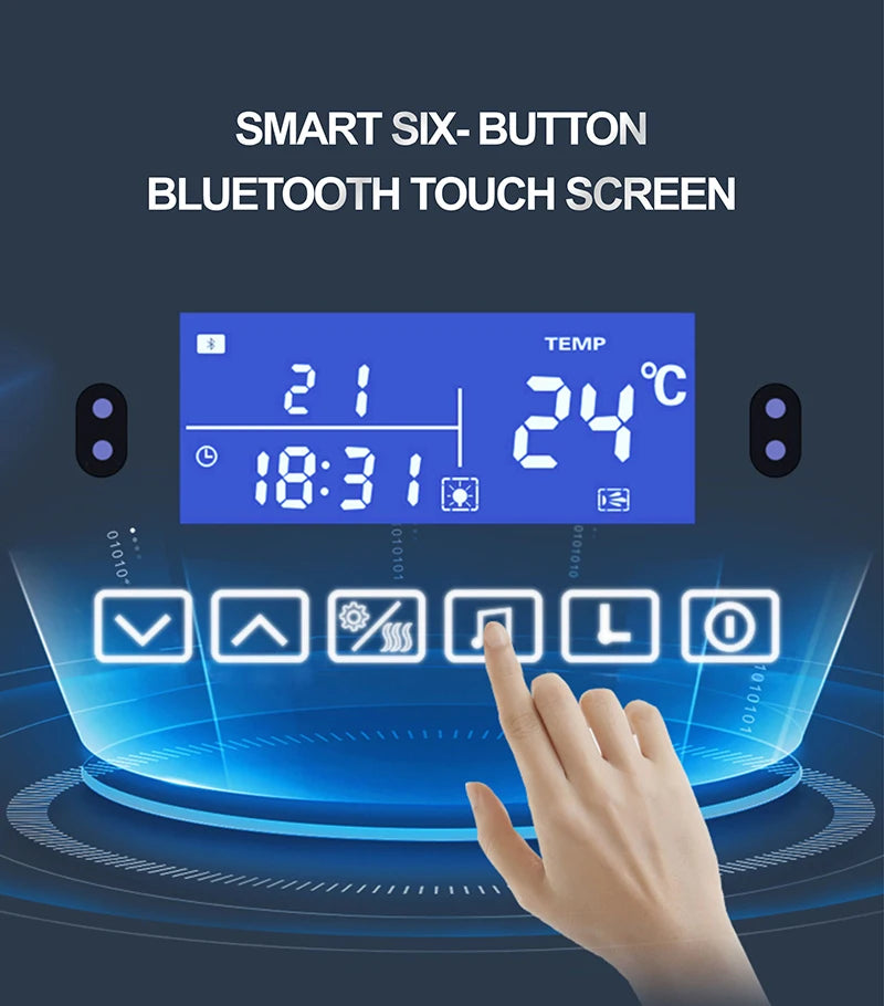 Rectangle Bluetooth Smart (©) Bathroom Makeup Mirror WIth LED Light human body induction Anti-fog Backlight Wall Hanging Mirrors