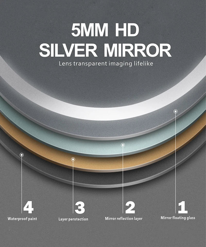 Rectangle Bluetooth Smart (©) Bathroom Makeup Mirror WIth LED Light human body induction Anti-fog Backlight Wall Hanging Mirrors