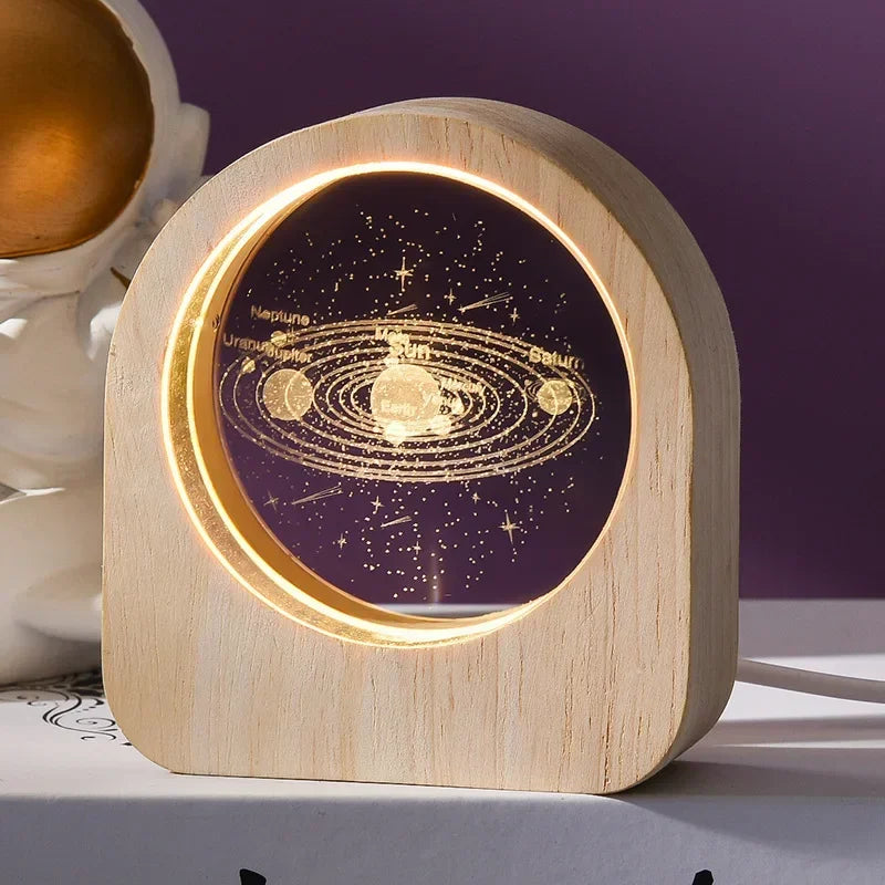 3D Crystal Glass Craft Decoration Laser Engraved Solar System