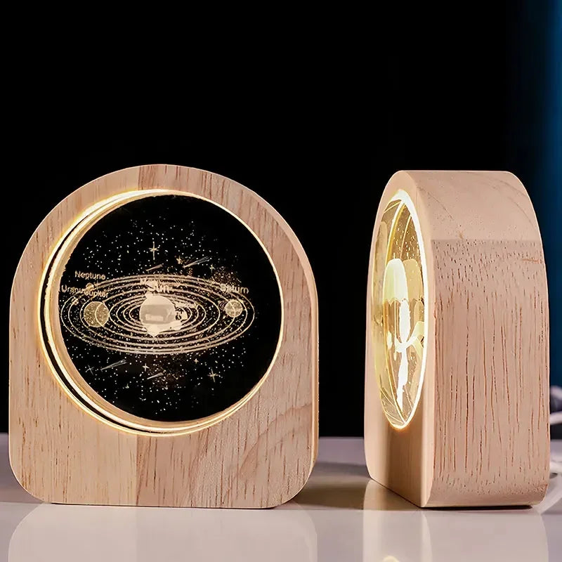 3D Crystal Glass Craft Decoration Laser Engraved Solar System