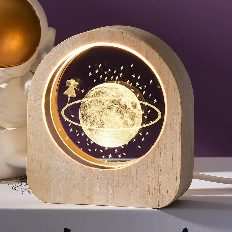 3D Crystal Glass Craft Decoration Laser Engraved Solar System