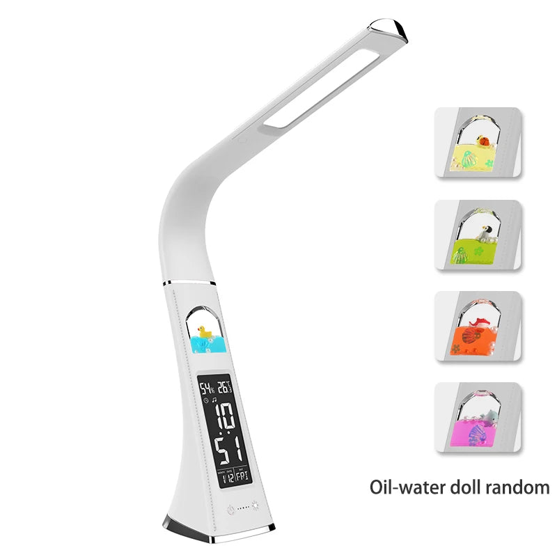 LED Desk Lamp With Calendar Temperature Alarm Clock Touch Dimming Eye Protection Table Lamp USB Rechargeable Reading Desk Lights