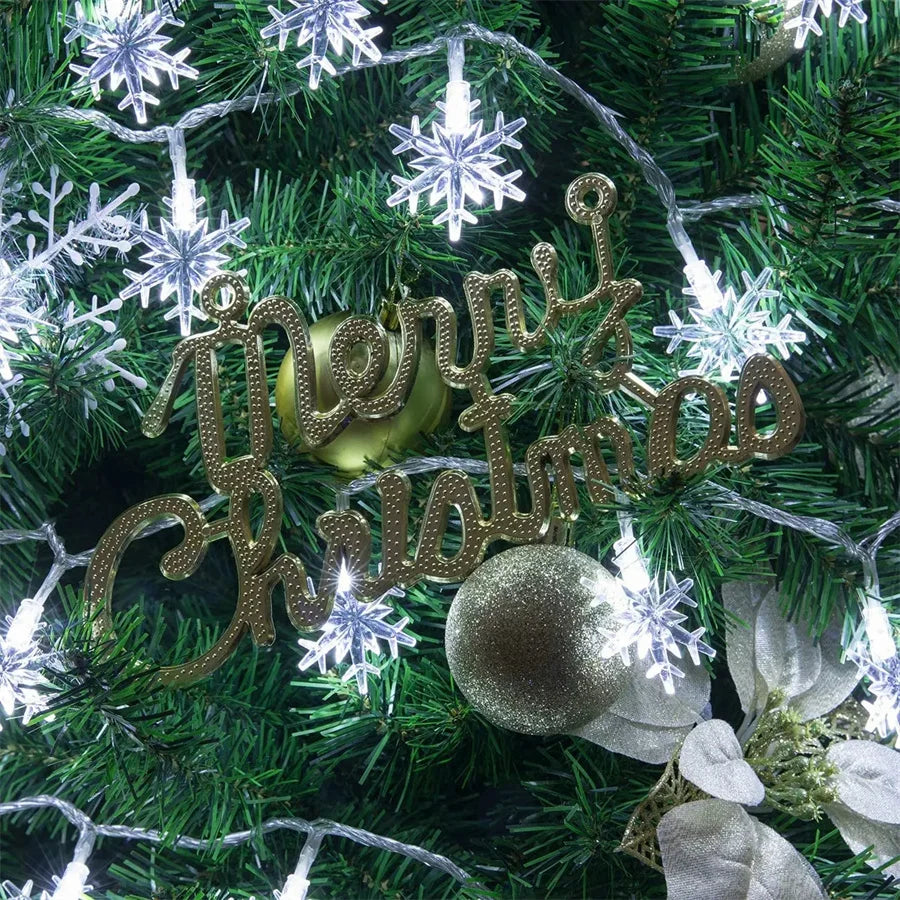 LED Snowflake String Garland Fairy Lights