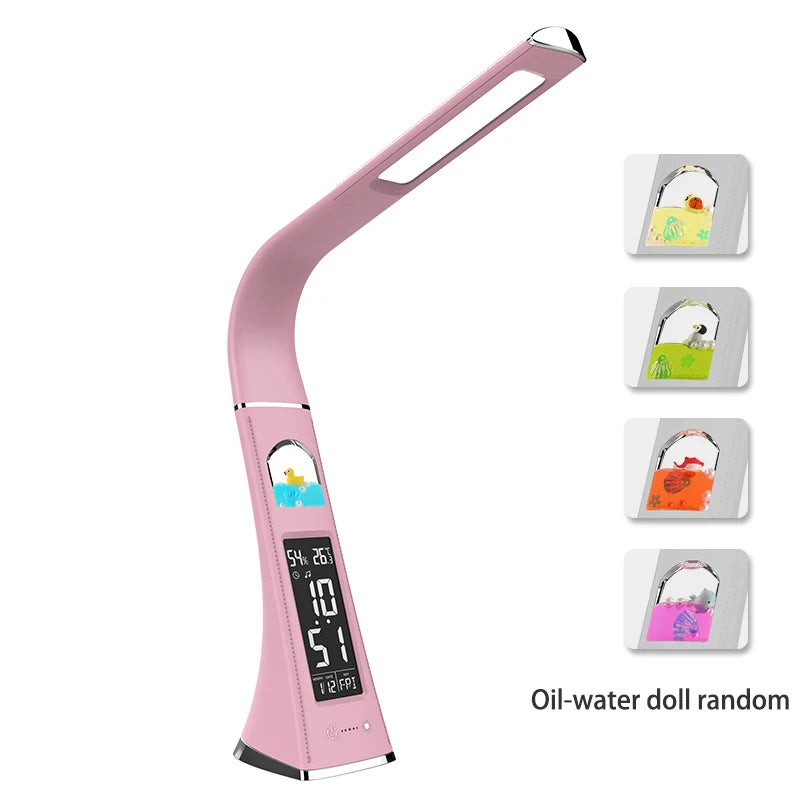 LED Desk Lamp With Calendar Temperature Alarm Clock Touch Dimming Eye Protection Table Lamp USB Rechargeable Reading Desk Lights