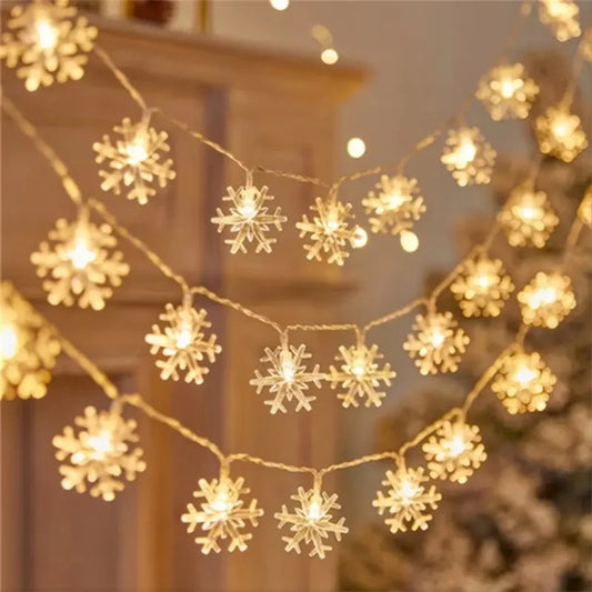 LED Snowflake String Garland Fairy Lights
