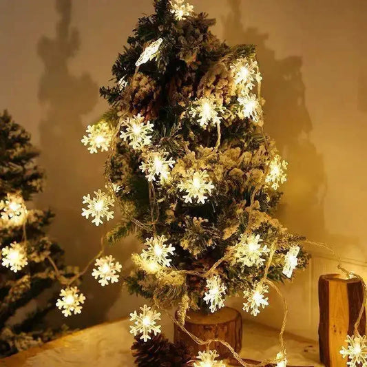 LED Snowflake String Garland Fairy Lights